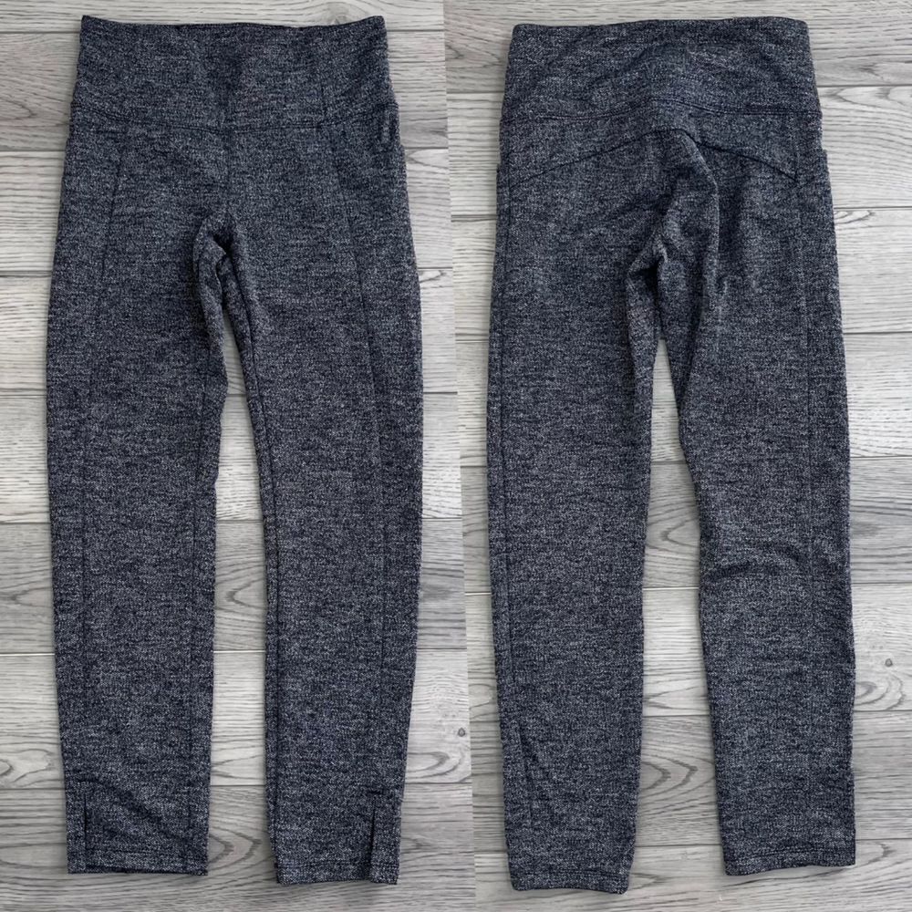 Athleta Women Size XS Gray Herringbone Mercer Pullon Tights Leggings Pockets Gym